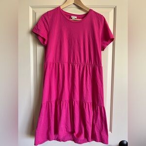J. Crew Pink Tiered Sundress Casual Short Sleeve